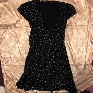 BRANDY MELVILLE BLUE FLORAL WRAP DRESS